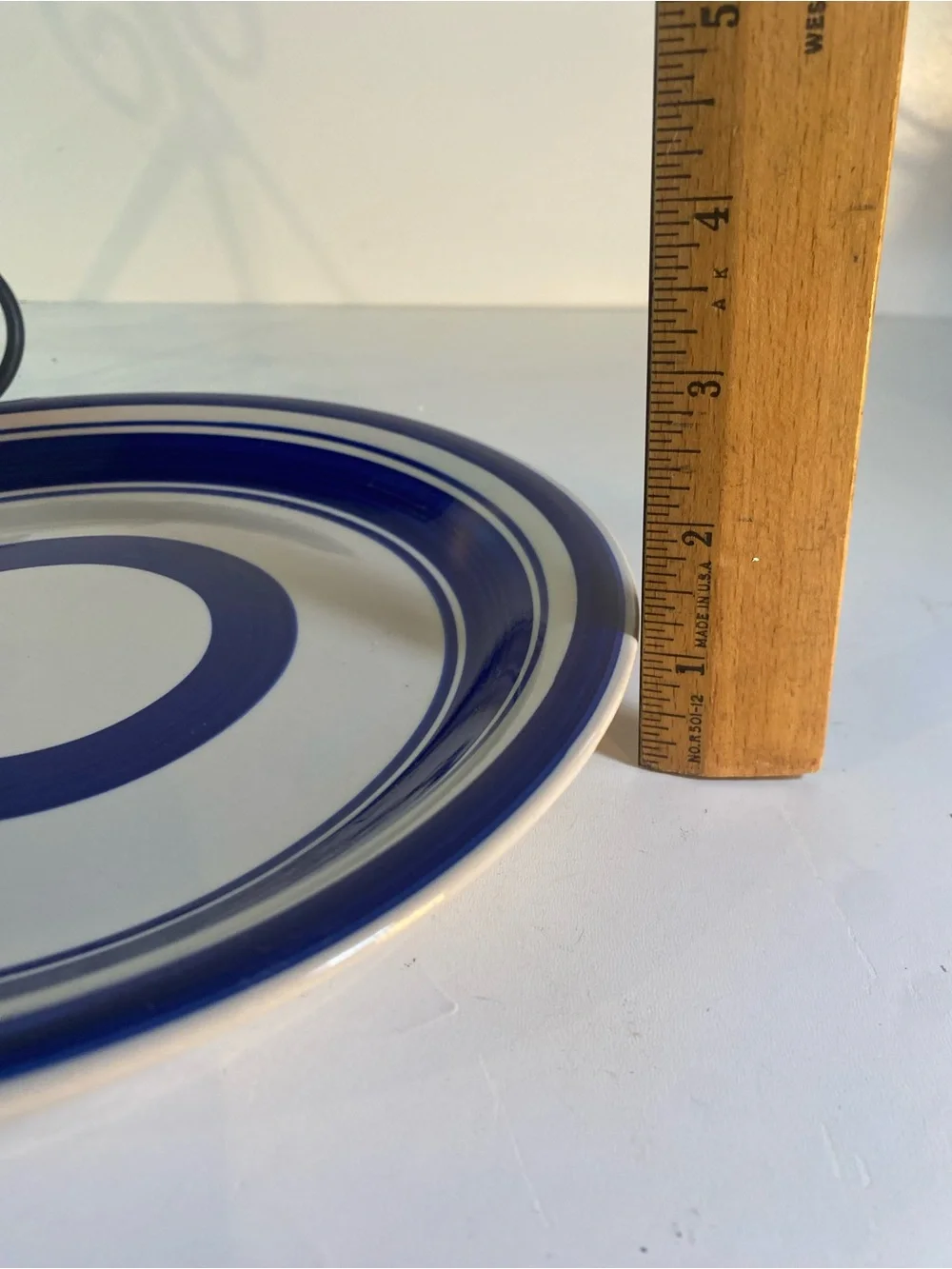 Royal Norfolk Stoneware Cobalt Blue & Ivory Striped Dinner Plate 10.5” Diameter